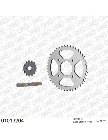 Kit chaine 428 AFAM - Couronne acier - Type de chaine au choix - HONDA 125 CBF 2015-2020