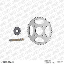 Kit chaine 428 AFAM - Couronne acier - Type de chaine au choix - HONDA XL 125 S / XR 1979-1982