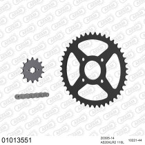 Kit chaine 520 AFAM - Couronne acier - Type de chaine au choix - HONDA XL 125 V VARADERO 2000-2016