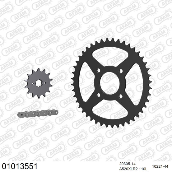 Kit chaine 520 AFAM - Couronne acier - Type de chaine au choix - HONDA XL 125 V VARADERO 2000-2016