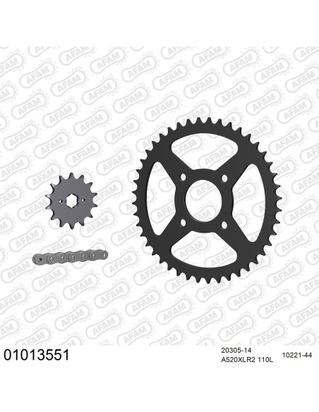 Kit chaine 520 AFAM - Couronne acier - Type de chaine au choix - HONDA XL 125 V VARADERO 2000-2016