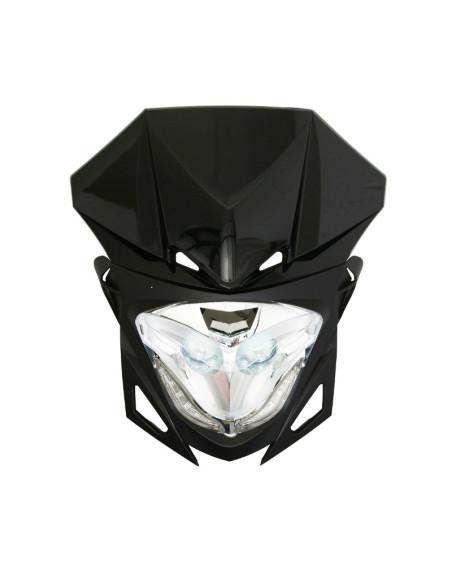 Tête de fourche 50cc RR8 Noir / Chrome (leds blanc)