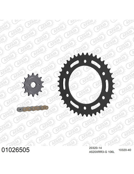 Kit chaine 520 AFAM - Couronne acier - Type de chaine au choix - HONDA CRF 250 L 2012-2021