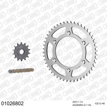 Kit chaine 520 AFAM - Couronne acier - Type de chaine au choix - HONDA CR 250 R 2002
