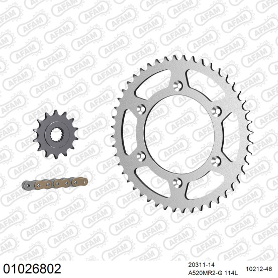 Kit chaine 520 AFAM - Couronne acier - Type de chaine au choix - HONDA CR 250 R 2002