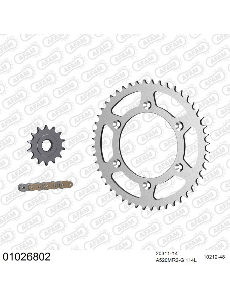 Kit chaine 520 AFAM - Couronne acier - Type de chaine au choix - HONDA CR 250 R 2002