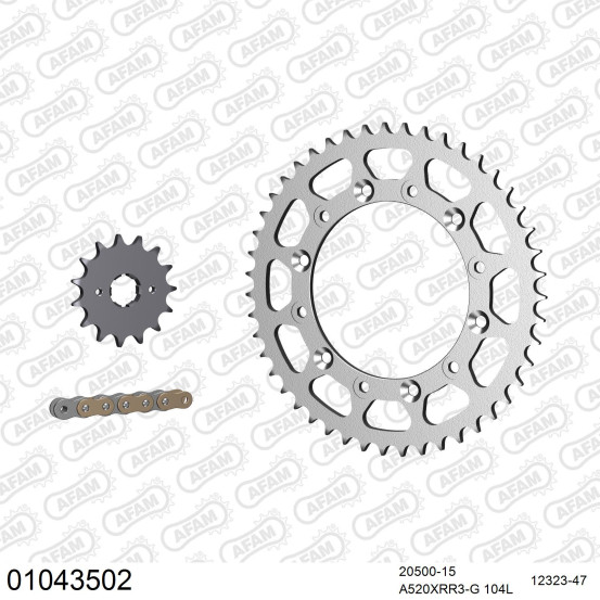 Kit chaine 520 AFAM - Couronne acier - Type de chaine au choix - HONDA XL 400 R 1982