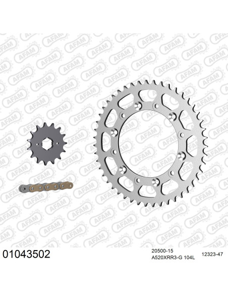 Kit chaine 520 AFAM - Couronne acier - Type de chaine au choix - HONDA XL 400 R 1982