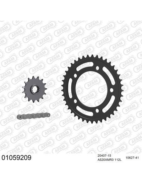 Kit chaine 520 AFAM - Couronne acier - Type de chaine au choix - HONDA CB 500 X 2013-2018