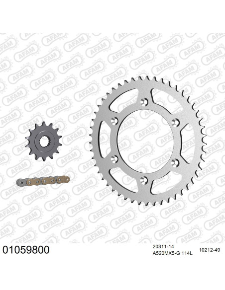 Kit chaine 520 AFAM - Couronne acier - Type de chaine au choix - HONDA CR 500 R Y 1992-2001