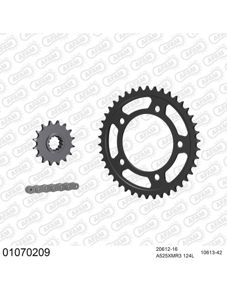 Kit chaine 525 AFAM - Couronne acier - Type de chaine au choix - HONDA CBF 600 NA ABS 2008-2012