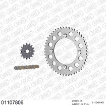 Kit chaine 420 AFAM - Couronne alu anti-boue - Type de chaine au choix - HONDA CR 80 R petites roues 1986