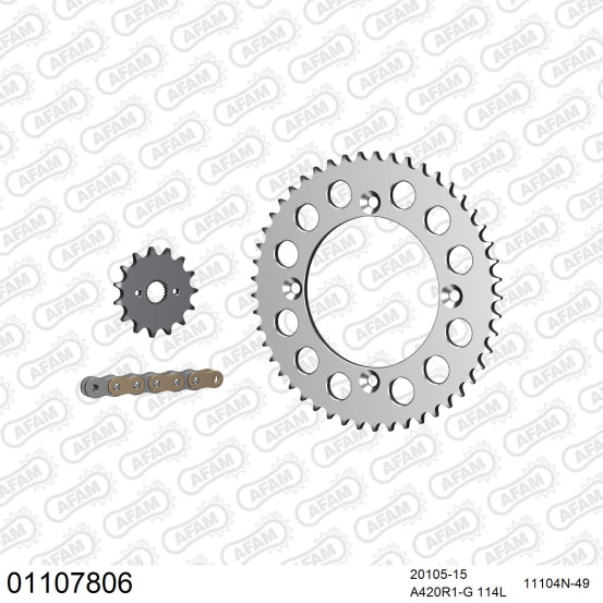 Kit chaine 420 AFAM - Couronne alu anti-boue - Type de chaine au choix - HONDA CR 80 R petites roues 1986