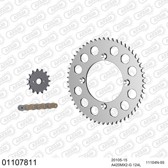 Kit chaine 420 AFAM - Couronne alu anti-boue - Type de chaine au choix - HONDA CR 80 R grandes roues 1996-2002