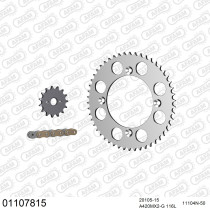 Kit chaine 420 AFAM - Couronne alu anti-boue - Type de chaine au choix - HONDA CR 85 R petites roues 2003-2005