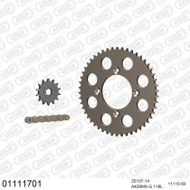 Kit chaine 428 AFAM - Couronne alu anti-boue - Type de chaine au choix - HONDA XR 100 R 1985-2003