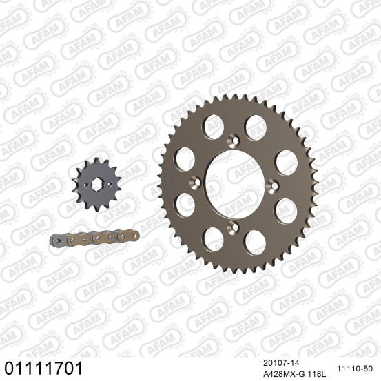 Kit chaine 428 AFAM - Couronne alu anti-boue - Type de chaine au choix - HONDA XR 100 R 1985-2003