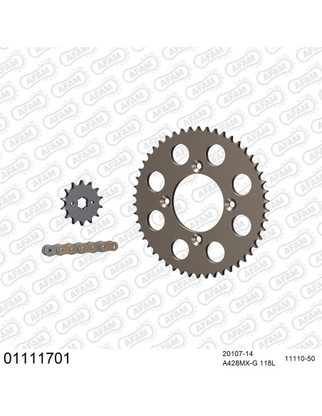 Kit chaine 428 AFAM - Couronne alu anti-boue - Type de chaine au choix - HONDA XR 100 R 1985-2003