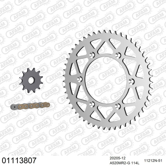 Kit chaine 520 AFAM - Couronne alu anti-boue - Type de chaine au choix - HONDA CR 125 R G 1986