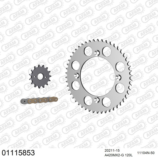 Kit chaine 420 AFAM - Couronne alu anti-boue - Type de chaine au choix - HONDA CRF 150 R petites roues 2007-2019