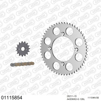 Kit chaine 420 AFAM - Couronne alu - Type de chaine au choix - HONDA CRF 150 RB grandes roues 2007-2022