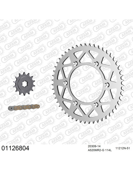 Kit chaine 520 AFAM - Couronne alu anti-boue - Type de chaine au choix - HONDA CR 250 R 1984-1985