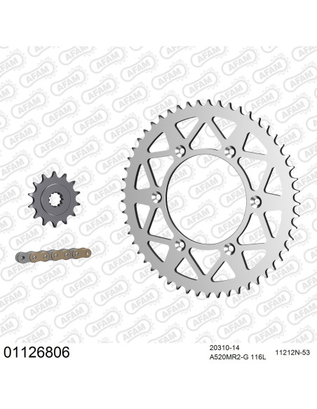 Kit chaine 520 AFAM - Couronne alu anti-boue - Type de chaine au choix - HONDA CR 250 R H 1987