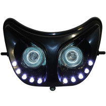 Optique de phare RR8 Derbi 50 Senda Noir (leds blanc)