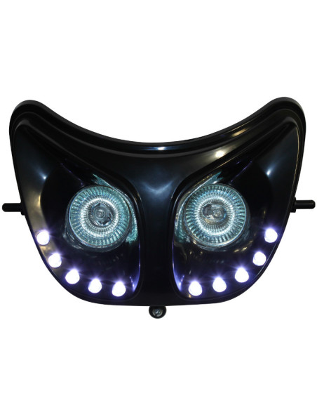 Optique de phare RR8 Derbi 50 Senda Noir (leds blanc)