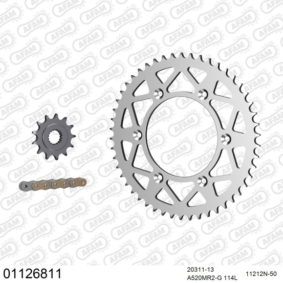 Kit chaine 520 AFAM - Couronne alu anti-boue - Type de chaine au choix - HONDA CR 250 R 1996-2001