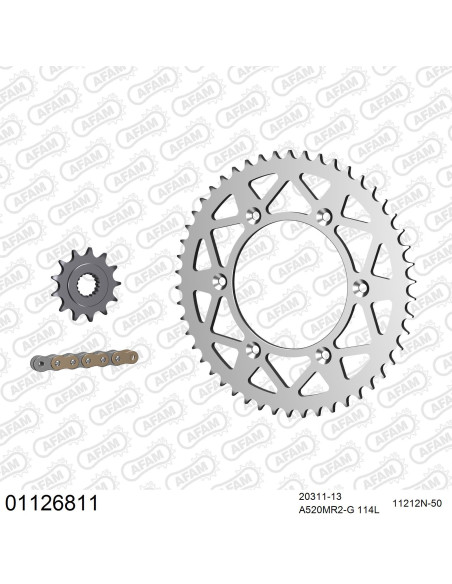 Kit chaine 520 AFAM - Couronne alu anti-boue - Type de chaine au choix - HONDA CR 250 R 1996-2001