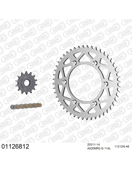 Kit chaine 520 AFAM - Couronne alu anti-boue - Type de chaine au choix - HONDA CR 250 R 2002