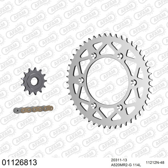 Kit chaine 520 AFAM - Couronne alu anti-boue - Type de chaine au choix - HONDA CR 250 R 2003