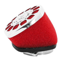 Filtre à air MALOSSI E14 PHBL Chromé mousse Rouge 38mm fixation Coudée 30°
