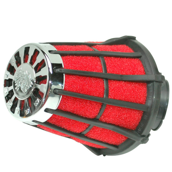 Cornet filtre à air 28mm MALOSSI E5 Peugeot 50 Noir mousse Rouge