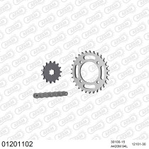 Kit chaine 420 AFAM - Couronne acier - Type de chaine au choix - YAMAHA LB 50 CHAPPY 1980-1981