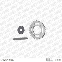 Kit chaine 420 AFAM - Couronne acier - Type de chaine au choix - YAMAHA LB 50 CHAPPY 1987-1994