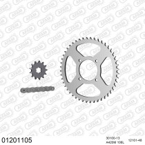 Kit chaine 420 AFAM - Couronne acier - Type de chaine au choix - YAMAHA RZ 50 2002