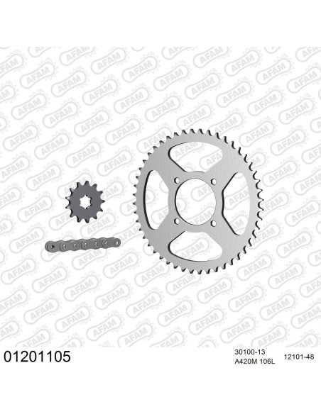 Kit chaine 420 AFAM - Couronne acier - Type de chaine au choix - YAMAHA RZ 50 2002