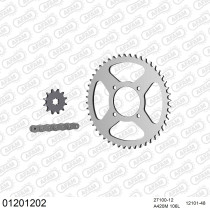 Kit chaine 420 AFAM - Couronne acier - Type de chaine au choix - YAMAHA RD 50 M 1979-1980