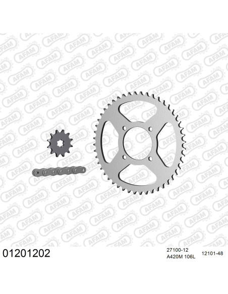 Kit chaine 420 AFAM - Couronne acier - Type de chaine au choix - YAMAHA RD 50 M 1979-1980