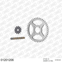 Kit chaine 420 AFAM - Couronne acier - Type de chaine au choix - YAMAHA RD 50 1978-1979
