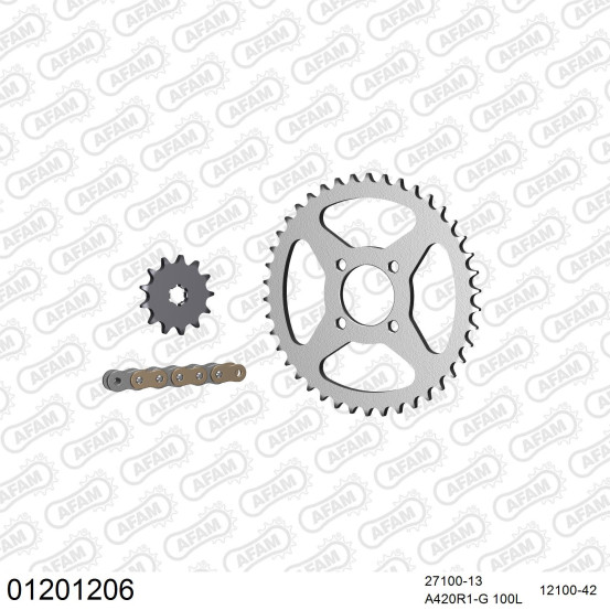 Kit chaine 420 AFAM - Couronne acier - Type de chaine au choix - YAMAHA RD 50 1978-1979