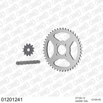 Kit chaine 420 AFAM - Couronne acier - Type de chaine au choix - YAMAHA YSR 50 1987