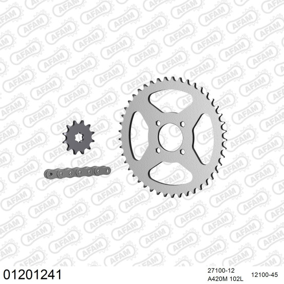 Kit chaine 420 AFAM - Couronne acier - Type de chaine au choix - YAMAHA YSR 50 1987