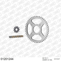 Kit chaine 420 AFAM - Couronne acier - Type de chaine au choix - YAMAHA TZR 50 2003-2006