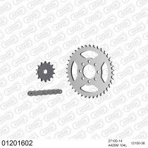 Kit chaine 420 AFAM - Couronne acier - Type de chaine au choix - YAMAHA DT 50 MX 1986-1987