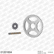 Kit chaine 420 AFAM - Couronne acier - Type de chaine au choix - YAMAHA DT 50 R 1988-1990