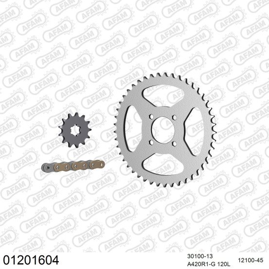 Kit chaine 420 AFAM - Couronne acier - Type de chaine au choix - YAMAHA DT 50 R 1988-1990
