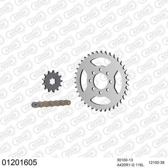 Kit chaine 420 AFAM - Couronne acier - Type de chaine au choix - YAMAHA DT 50 R 1991-1995